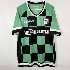 Box Lunch Demon Slayer Soccer Style Jersey T Shirt Mens Size 2XL XXL Green Black